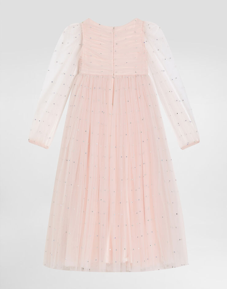 Dolce & Gabbana Kleid aus Tüll und Strass Rosa L54DC5HLMXC