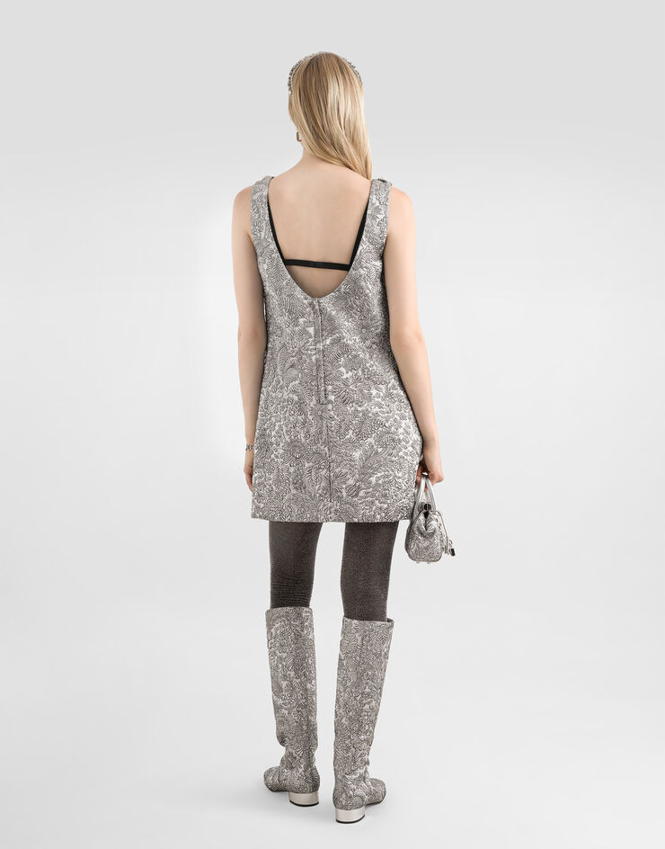 Dolce & Gabbana Floral jacquard dress Silver F6TMLZFJZAL