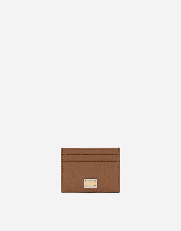 Dolce & Gabbana Porte-cartes en cuir de veau Dauphine Marron BI0330A1001