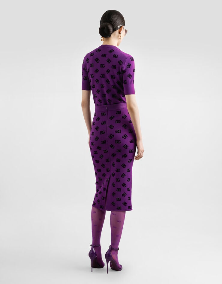 Dolce & Gabbana Jacquard skirt with slit Multicolor FXO25TJGMB3