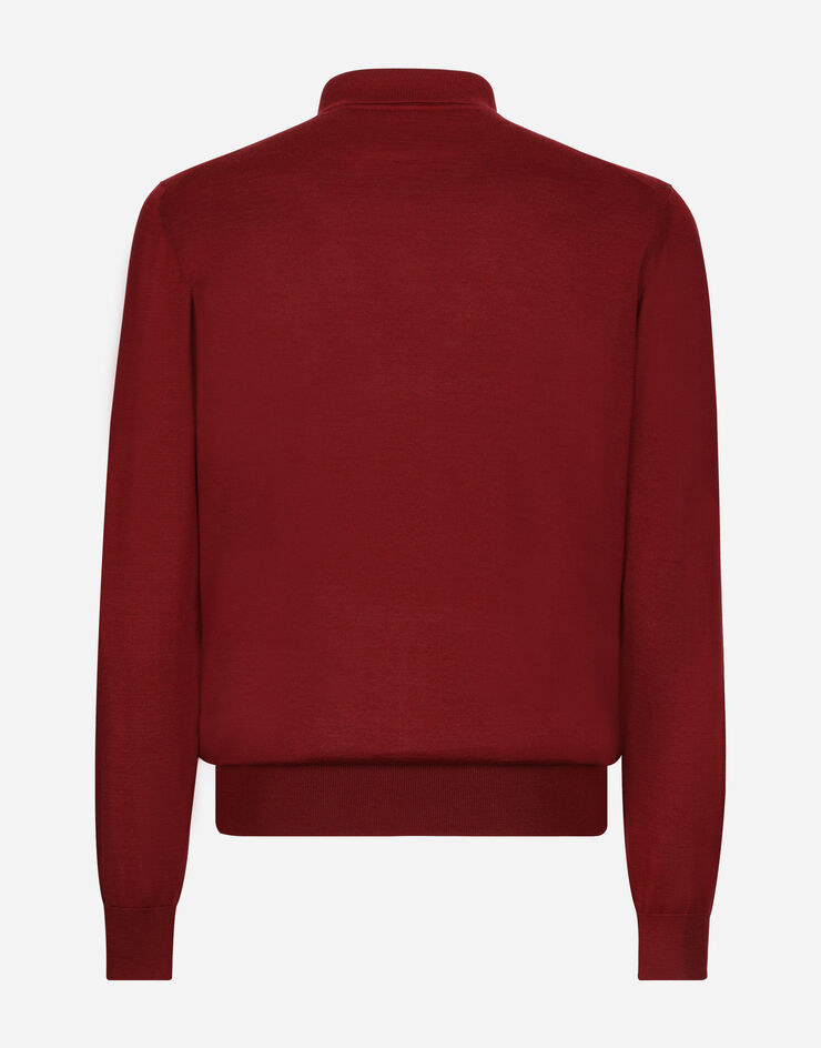 Dolce & Gabbana Cashmere polo-style sweater with DG logo embroidery Bordeaux GXR45ZJAWV6