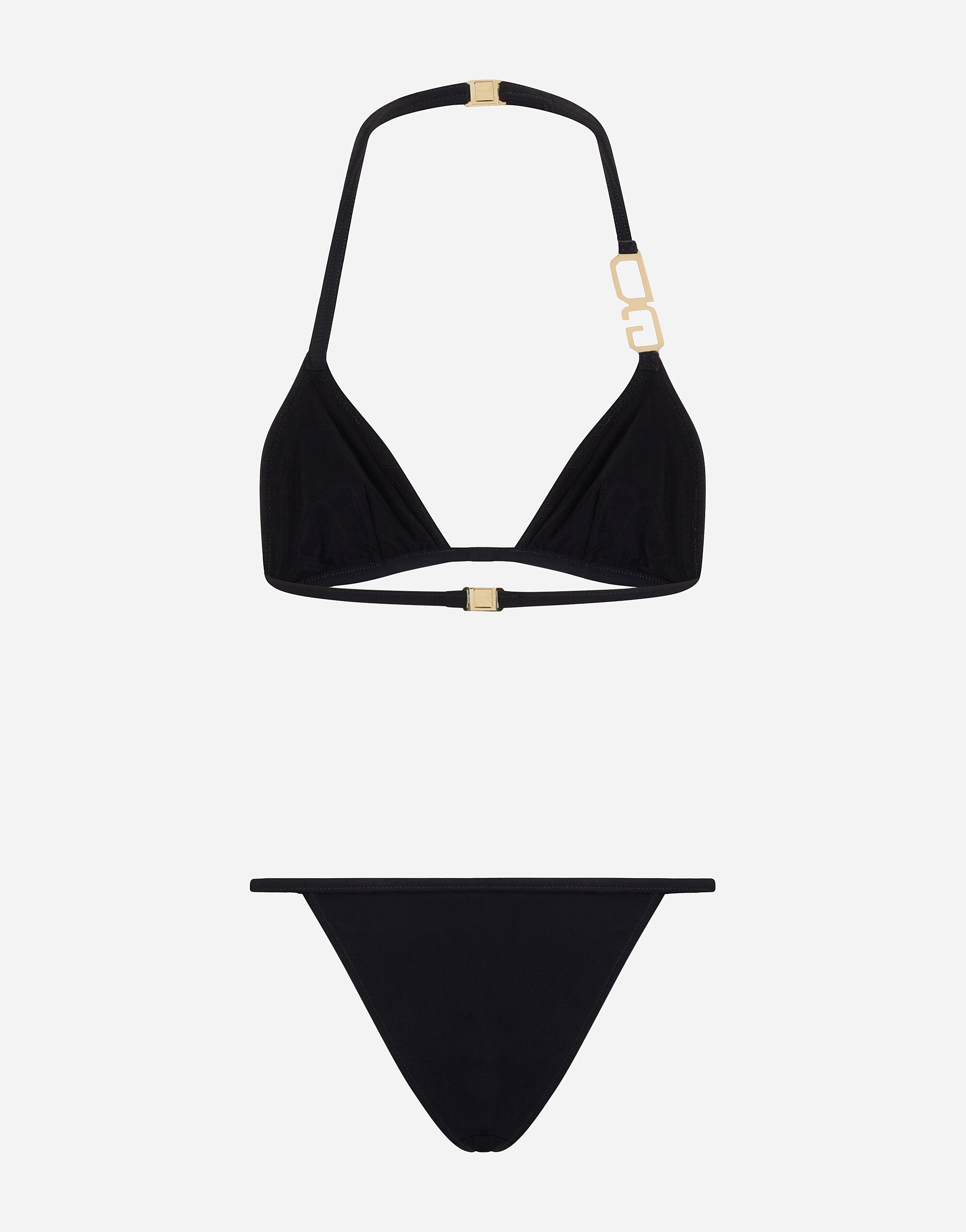 Triangle bikini with DG logo in Black for Women | Dolce&Gabbana® US