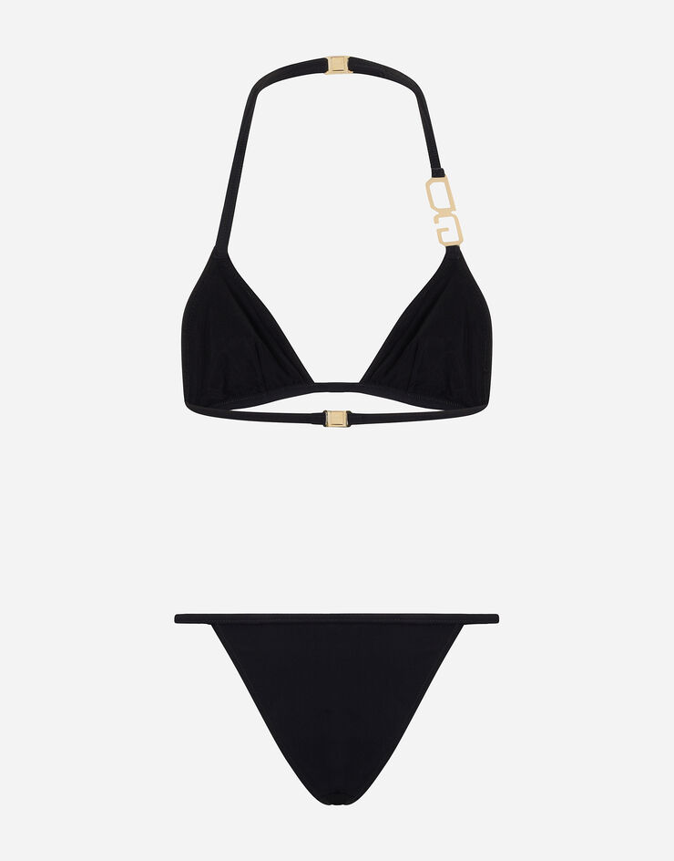Dolce & Gabbana Triangle bikini with DG logo Black O8B37JFUGA2