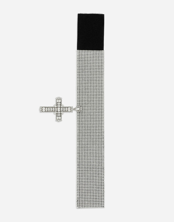 Dolce & Gabbana Колье-чокер с сетчатой отделкой из кристаллов и крестом кристалл WNP4S2W1111