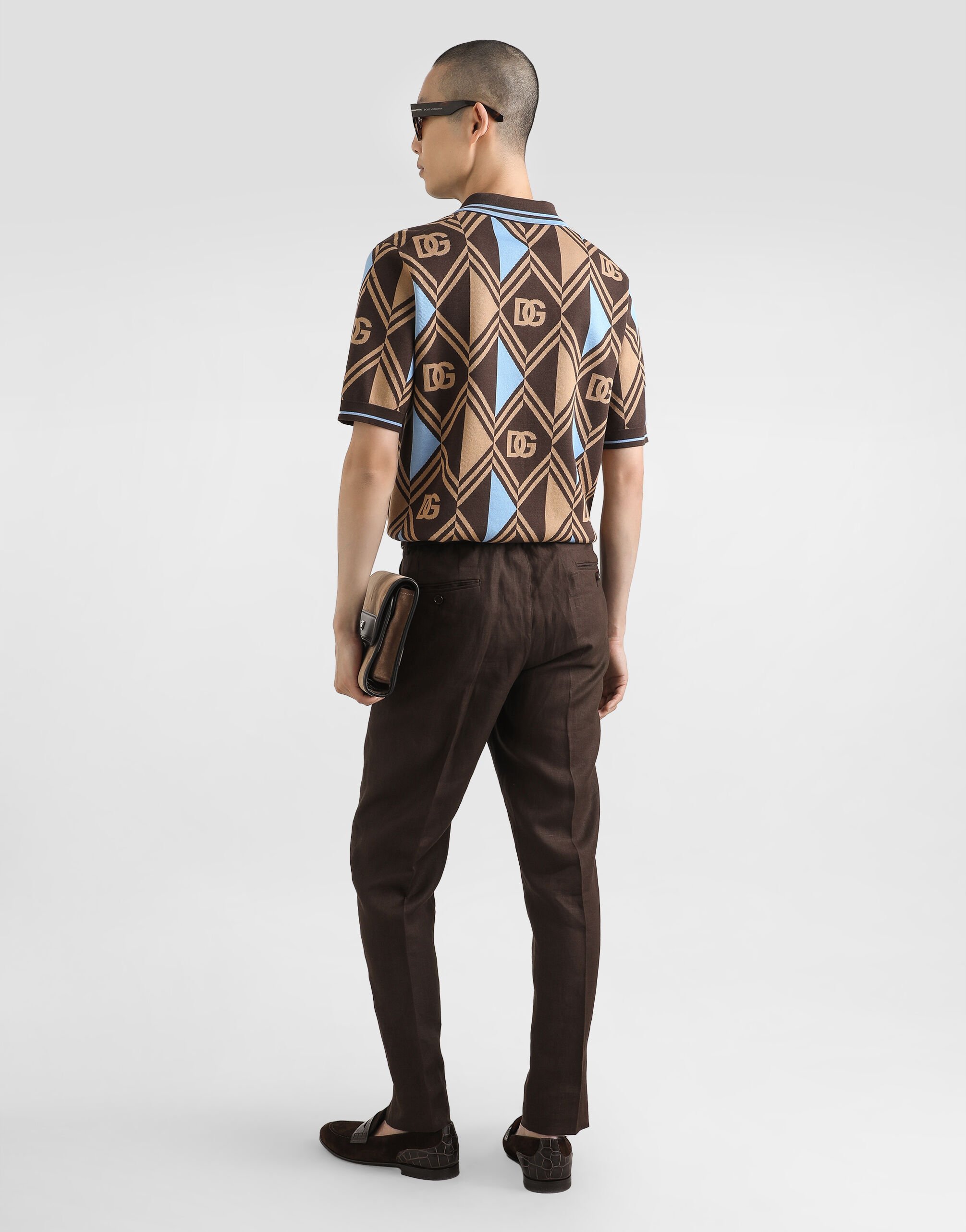 Cotton-jacquard piqué polo shirt in Multicolor for Men