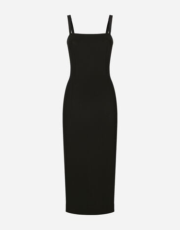 Dolce & Gabbana فستان جيرسي ميلانو مضلع وضيق أسود F26X8TFMMHN