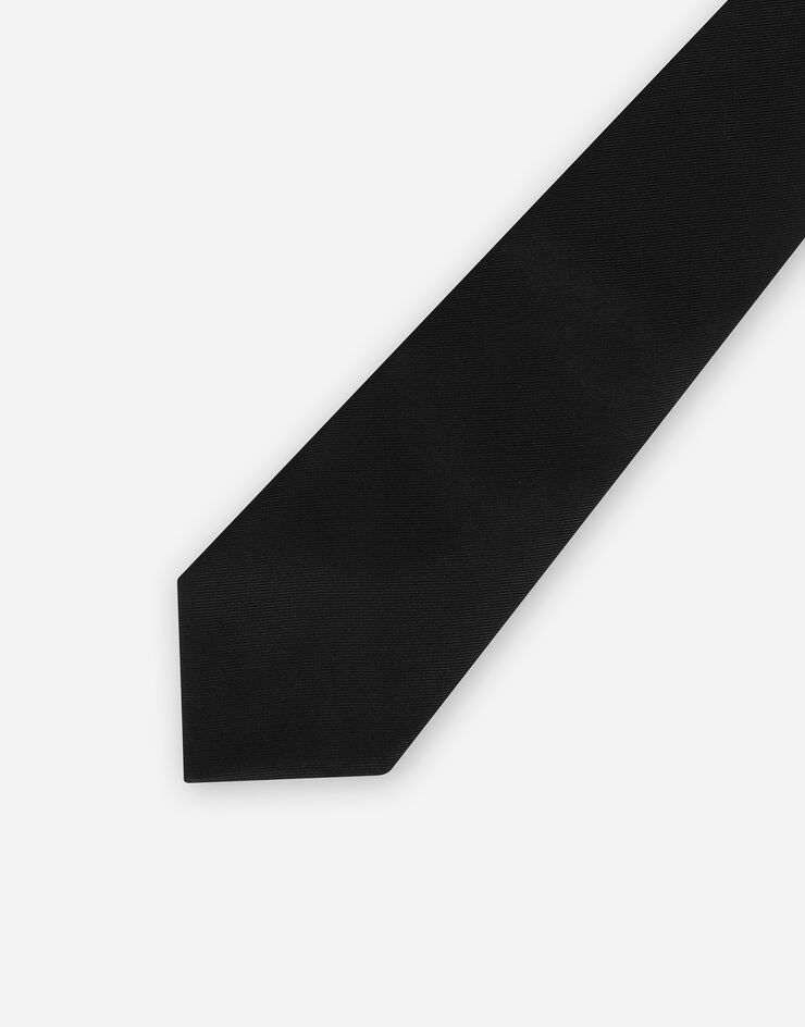 Dolce & Gabbana Cravate en faille de soie avec pan 10 cm Noir GT167EG0U46