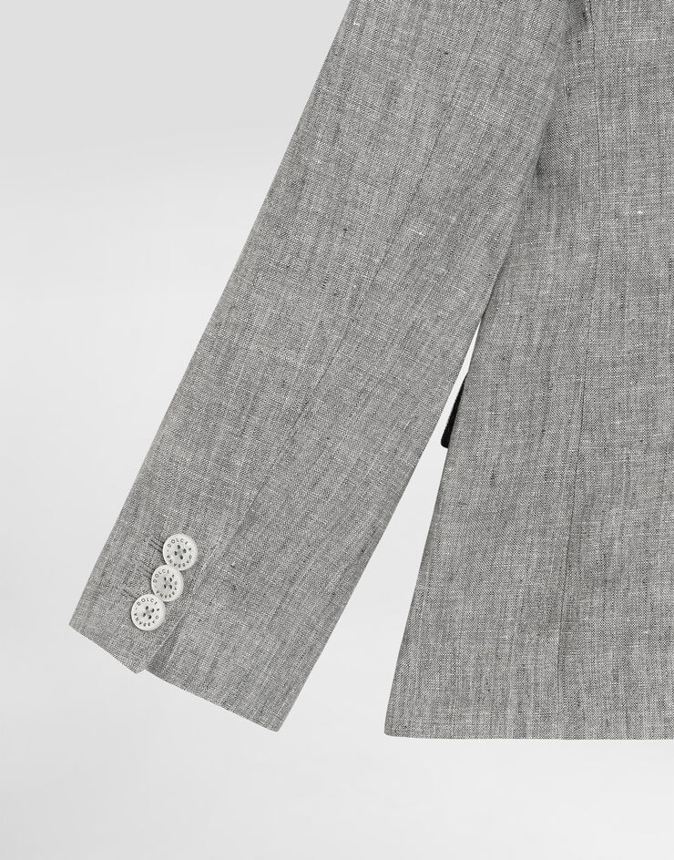 Dolce & Gabbana Chaqueta de botonadura sencilla de lino Gris L41E97FU4MF