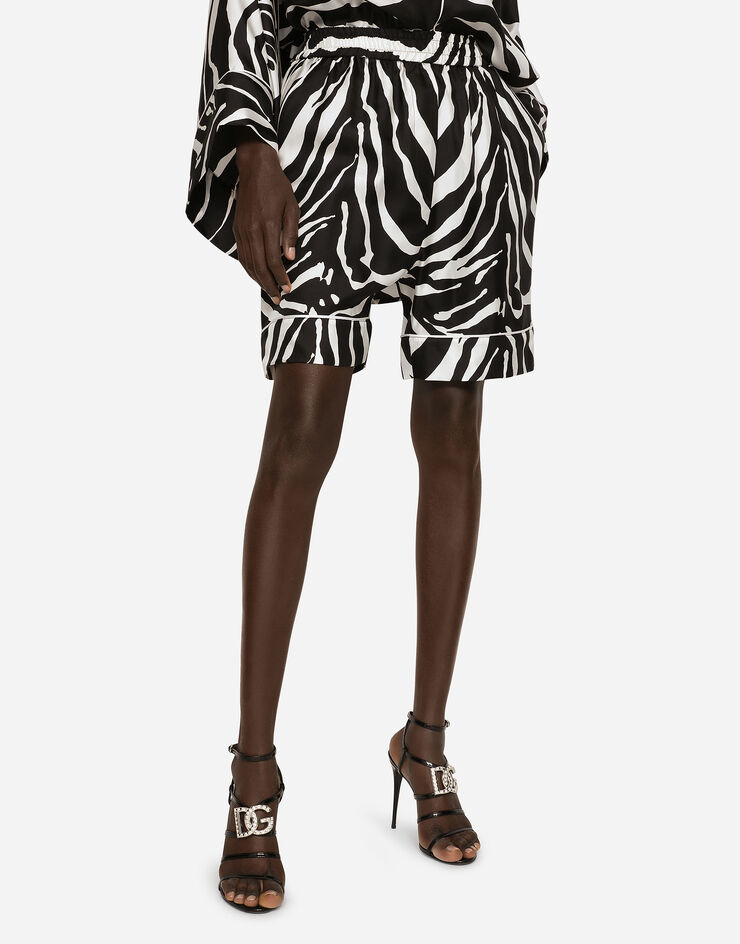 Dolce & Gabbana Zebra-print twill pajama shorts Multicolor FTAM7TGDAT8