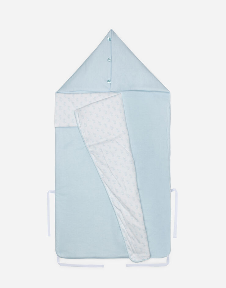 Dolce & Gabbana Jersey sleep sack with pink DG crown print LIGHT BLUE LNJA84G7VVE