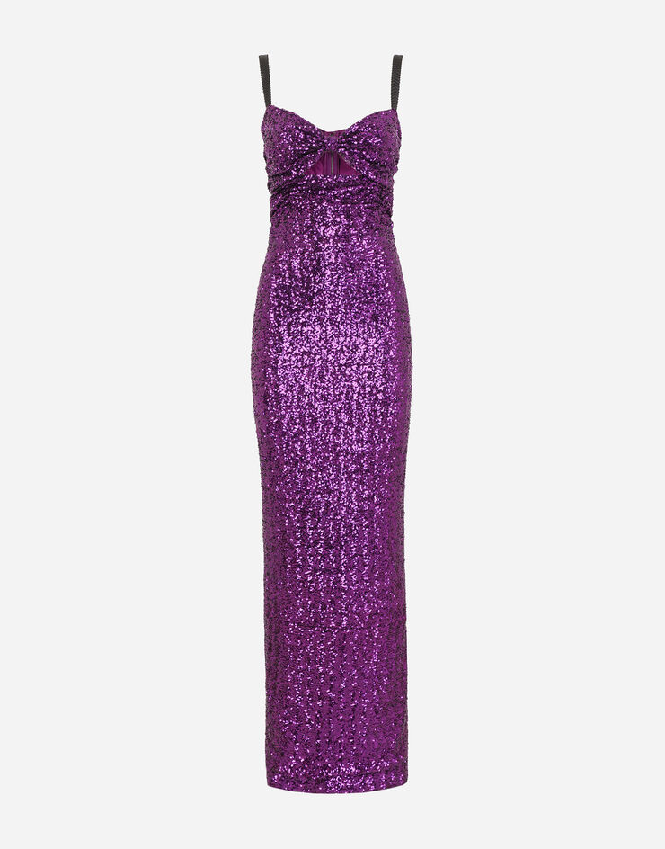 Dolce & Gabbana Long sequined dress Purple F6ZA6TFLM7Q