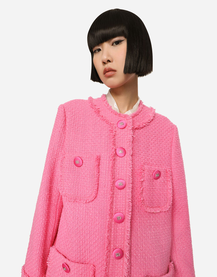 Dolce & Gabbana Single-breasted tweed coat Pink F0C3WTFMMHM