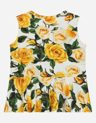 Dolce & Gabbana Jersey top with yellow rose print Print L5JN79FSG79