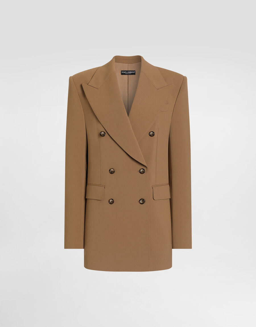Linda double-breasted jacket in micro-ribbed fabric