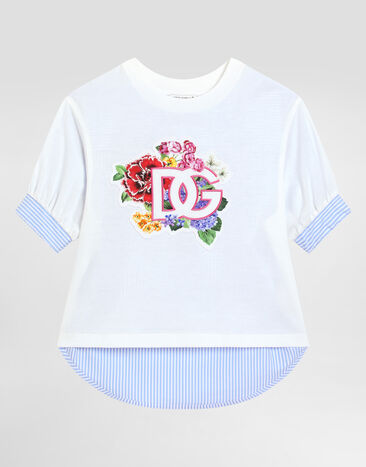 Dolce & Gabbana Poplin and jersey T-shirt with patch White L5JTNKG7O9K