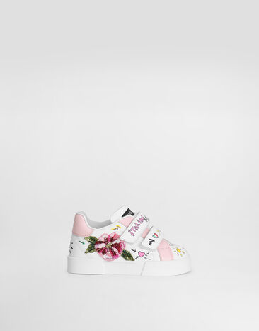 Dolce & Gabbana Printed calfskin Portofino Light sneakers Blue DL0085A4434