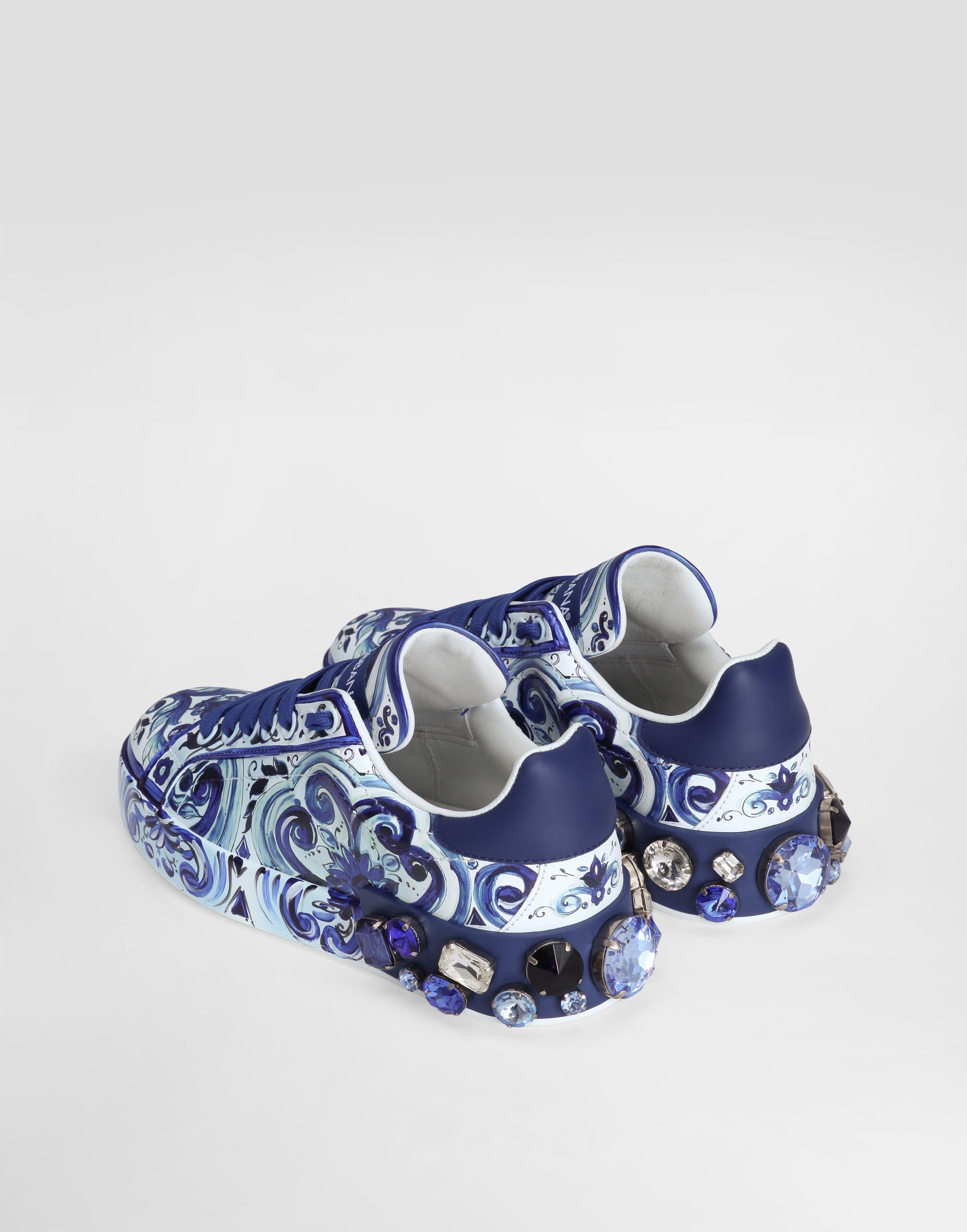 Majolica-print calfskin Portofino sneakers in Multicolor for