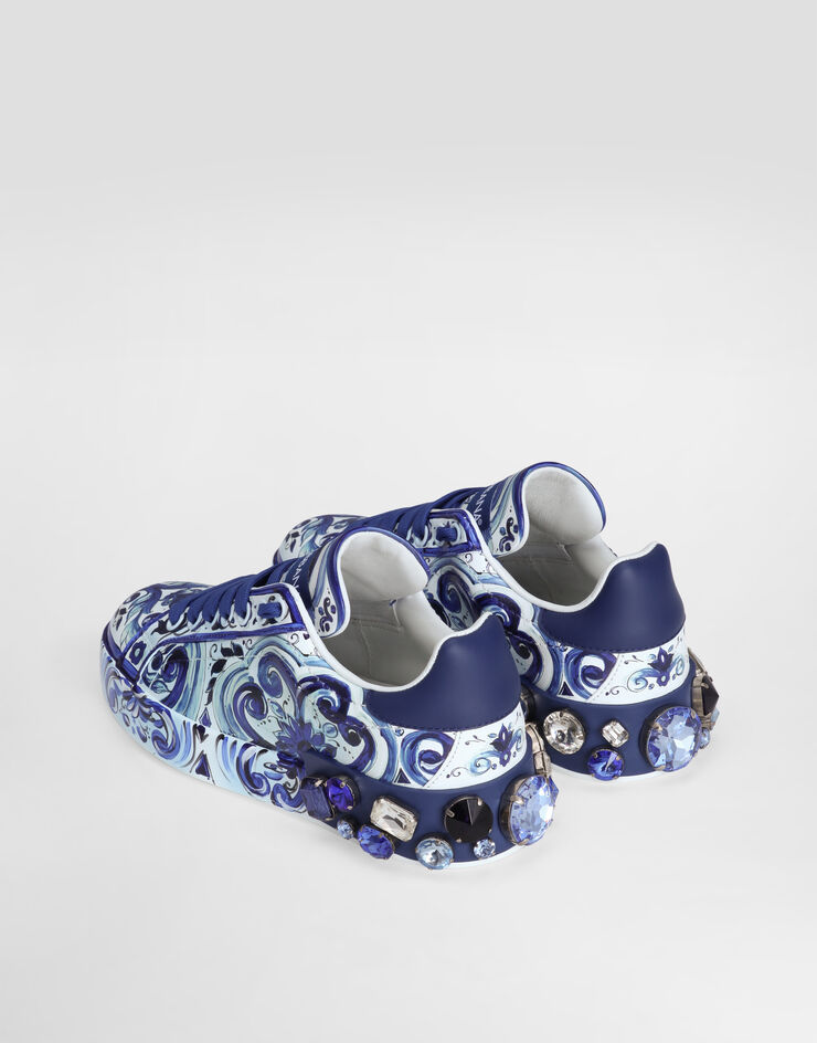Dolce&Gabbana Majolica-print calfskin Portofino sneakers Multicolor CK1544AD466