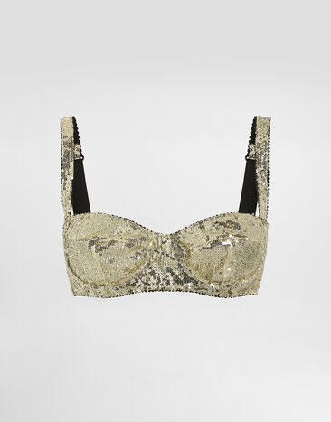 Dolce & Gabbana Balconette bra with micro-sequin embellishment Gold O1B36TON05C