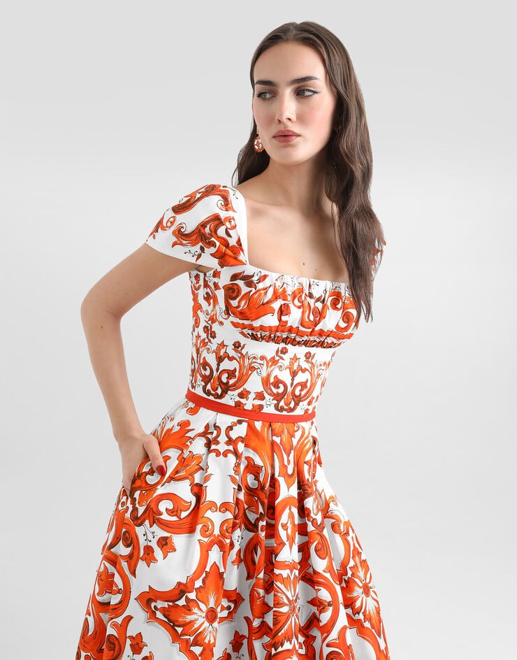 Dolce & Gabbana Majolica-print poplin dress Dolce & Gabbana Majolica-print poplin dress Multicolor F6TVKTGDDRL