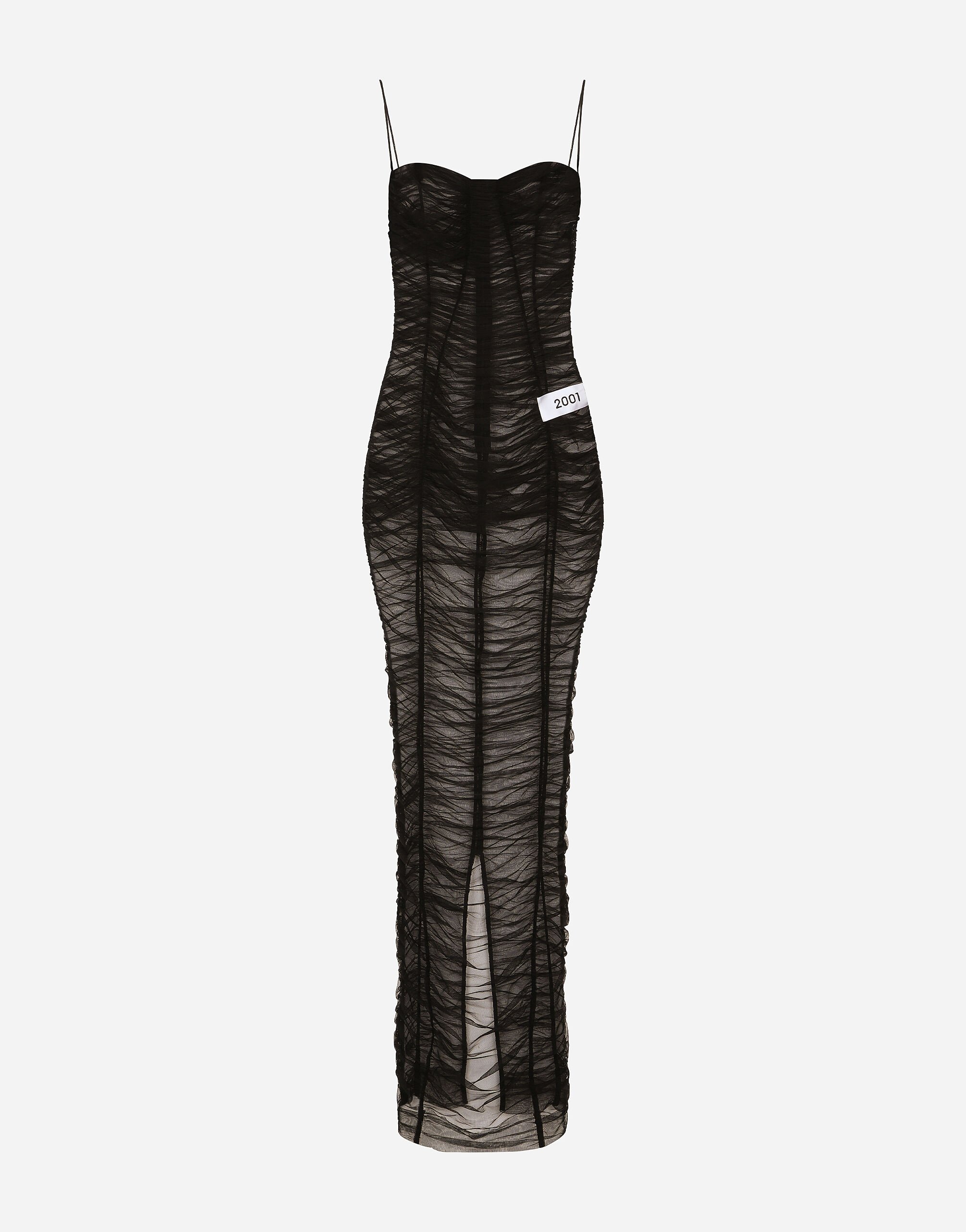 Dolce & Gabbana KIM DOLCE&GABBANA Langes Kleid aus drapiertem Tüll Schwarz VG6187VN187