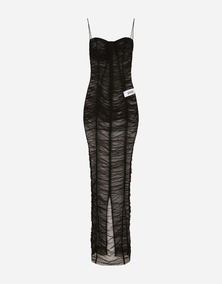 Dolce & Gabbana KIM DOLCE&GABBANAفستان طويل تول ملتف أسود F6BFUTFUUBN