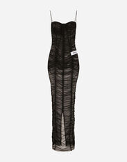 Dolce & Gabbana KIM DOLCE&GABBANA Long draped tulle dress Black F6CMDTFLRC2
