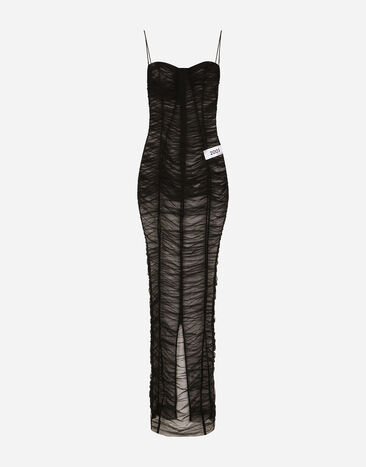 Dolce & Gabbana KIM DOLCE&GABBANAفستان طويل تول ملتف أسود VG6187VN187