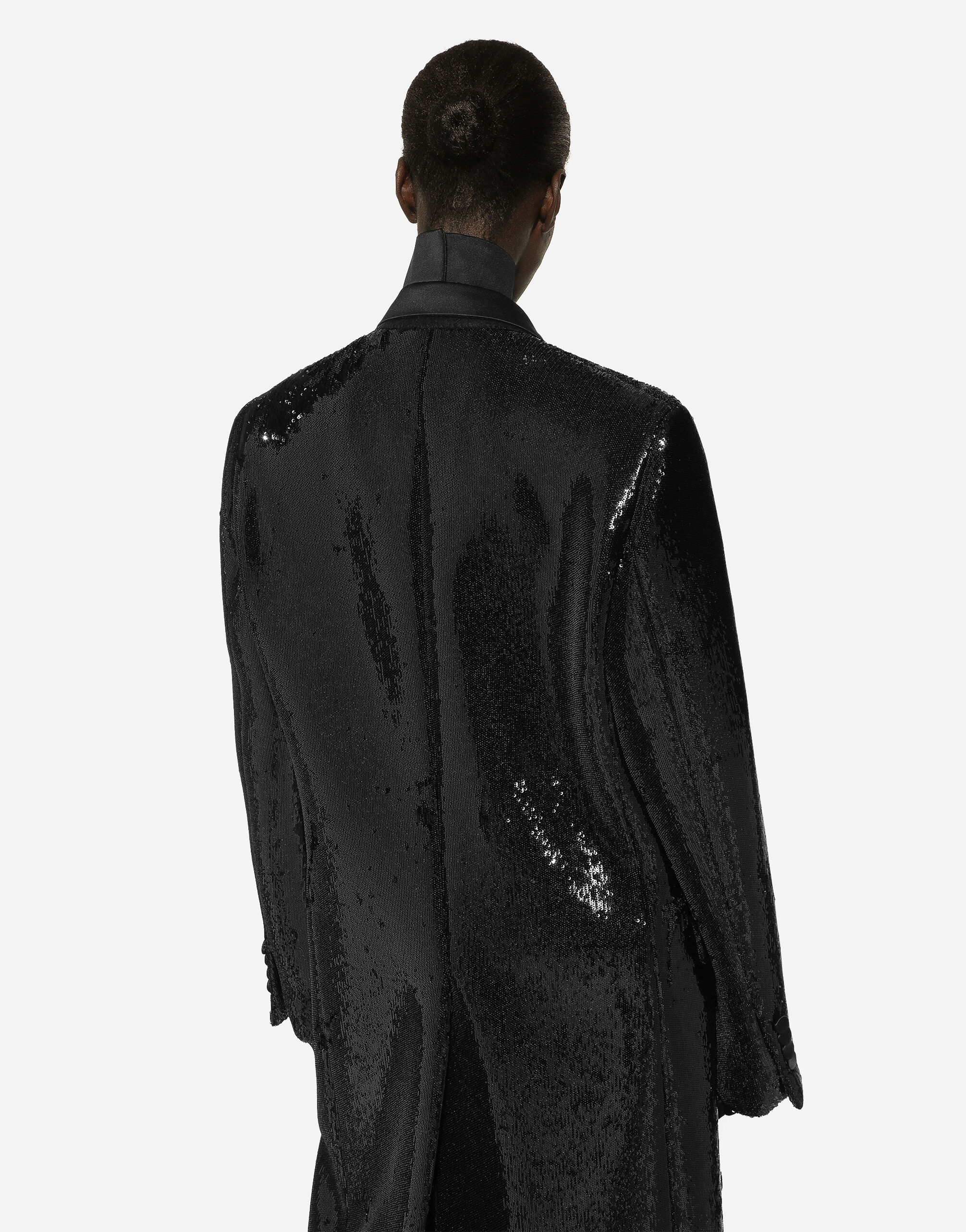 Micro-sequined double-breasted coat in Black for Women Micro-sequined double-breasted coat in Black for Women