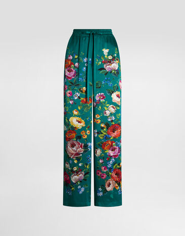 Dolce & Gabbana Rose-print satin vanity trousers Multicolor I3J77WHI12R