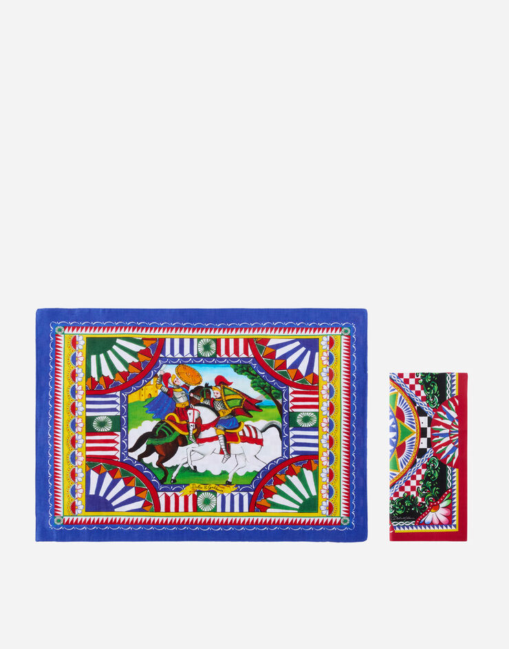 Dolce & Gabbana Conjunto de mantel individual y servilleta de lino Multicolor TCGS04TCADN