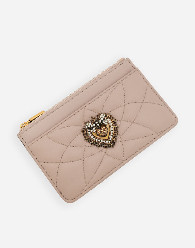 Dolce & Gabbana Medium Devotion card holder in quilted nappa leather Pale Pink BI1261AV967