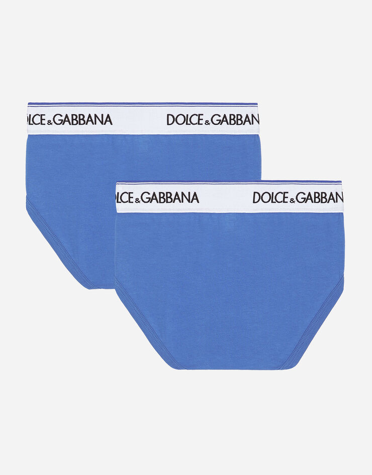 Dolce & Gabbana Bi-pack slip in jersey con elastico logato Blu L4J700G7M5S