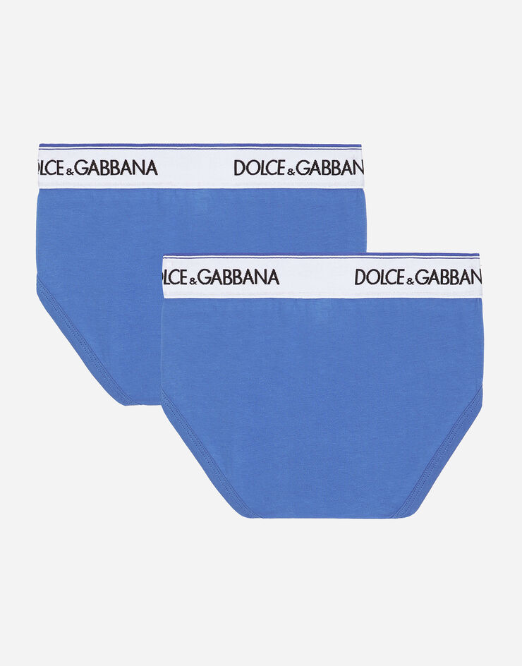 Dolce & Gabbana Lot de deux slips en jersey avec élastique à logo Bleu L4J700G7M5S