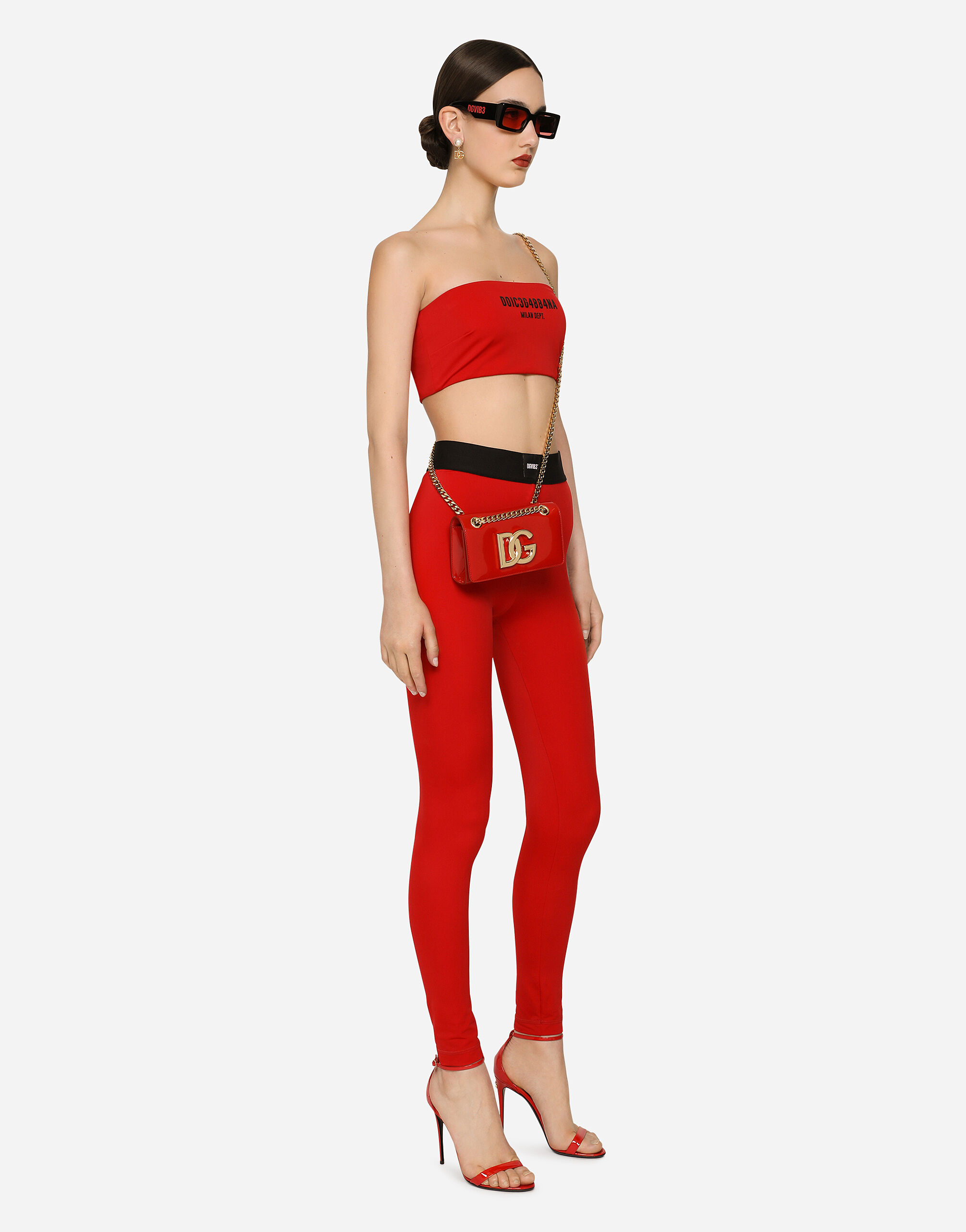 Spandex jersey bandeau top DGVIB3 in Bordeaux for Dolce Gabbana US