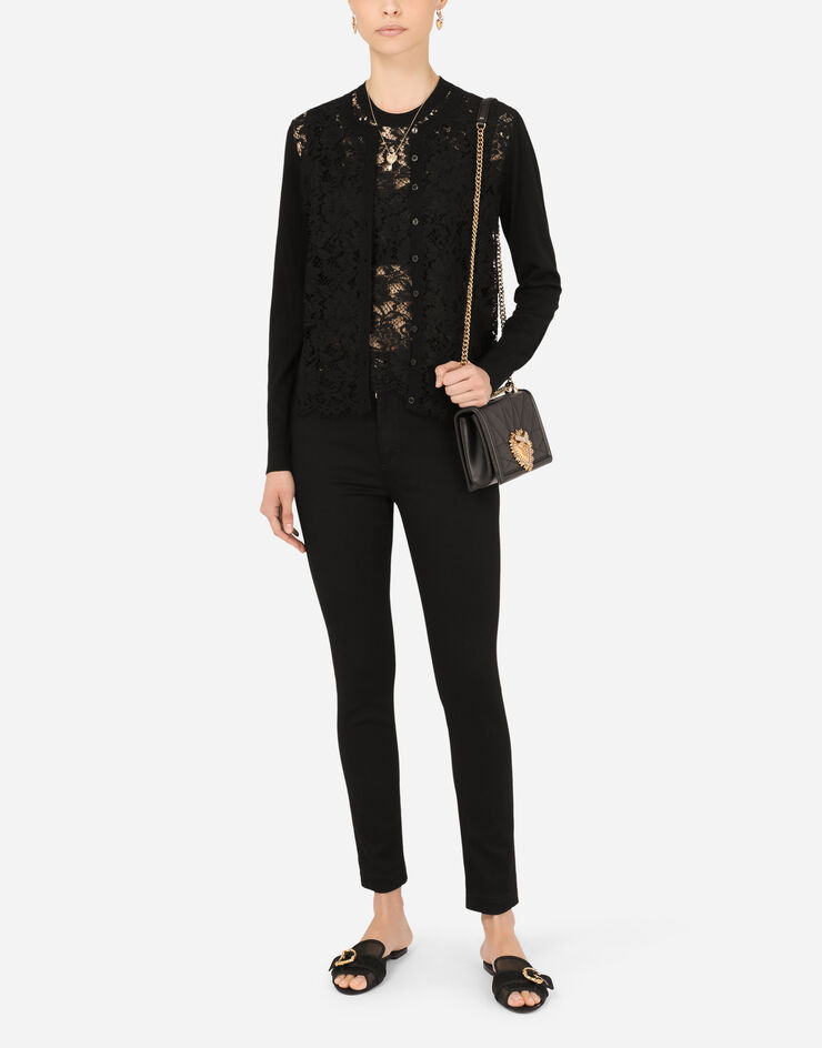 Dolce & Gabbana Sleeveless wool and lace sweater Black FX360TJAMTG