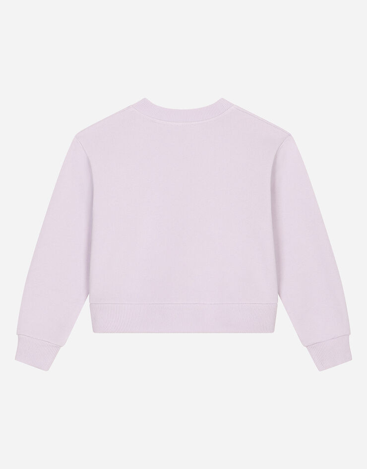 Dolce & Gabbana Sudadera de cuello redondo en punto con placa con logotipo Lila L5JWBEG7N0O