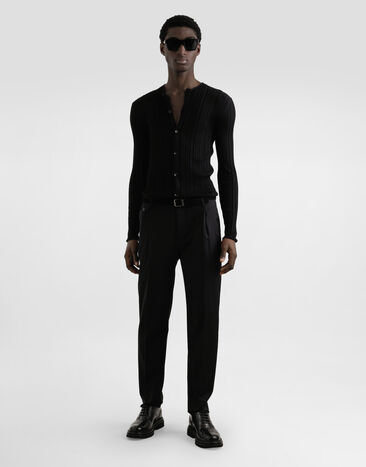 Dolce & Gabbana Long-sleeved silk shirt Black GXVC7TJBSN6