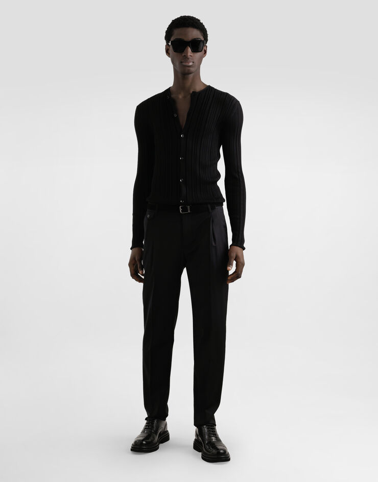Dolce & Gabbana Long-sleeved silk shirt Black GXVC7TJBSN6