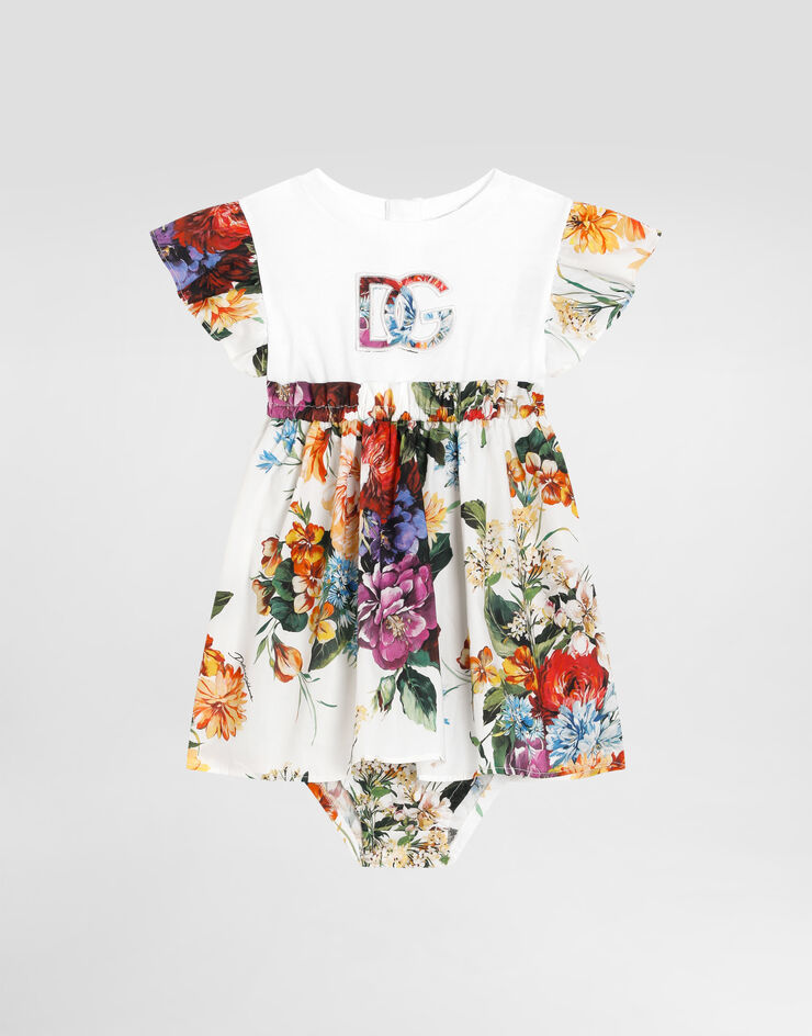 Dolce & Gabbana Платье из джерси и поплина с логотипом DG разноцветный L2JD9PG7PFD