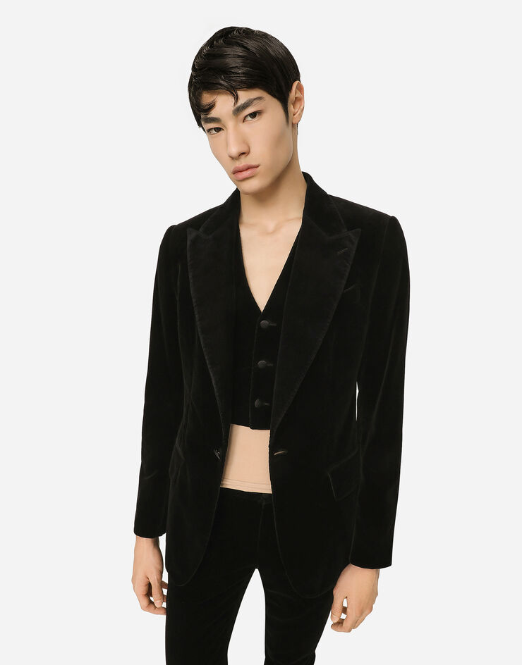 Dolce&Gabbana Single-breasted smooth velvet suit Black GKTLMTGG844
