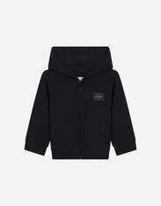 Dolce & Gabbana Jersey hoodie with logo tag Black L11U49FUBBG