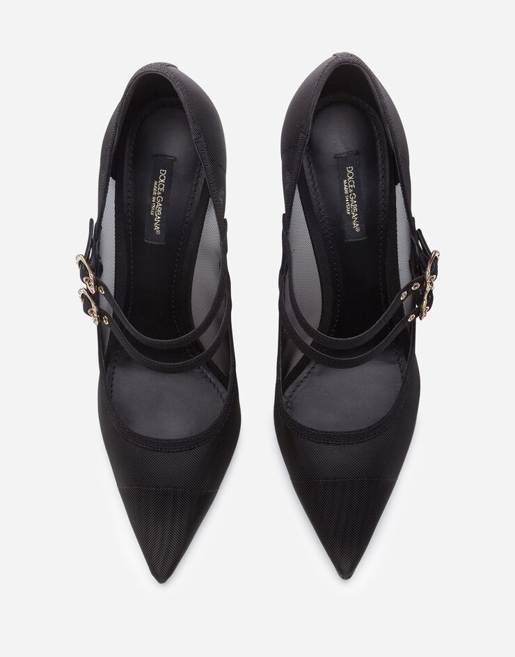 Dolce & Gabbana Pumps in mesh and grosgrain with two straps BLACK CD1516AX975