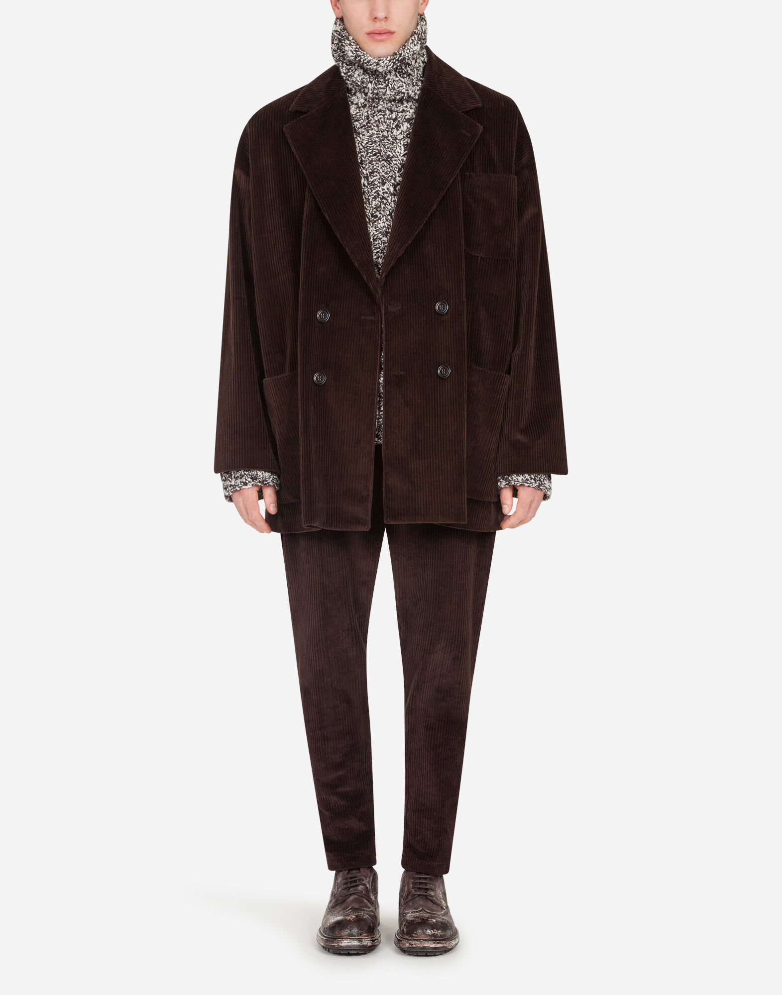 ダブルブレストジャケット オーバーサイズ コーデュロイ