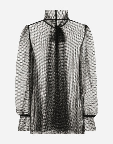 Dolce & Gabbana Mesh pussy-bow blouse Black F7AJ1TFLSK8