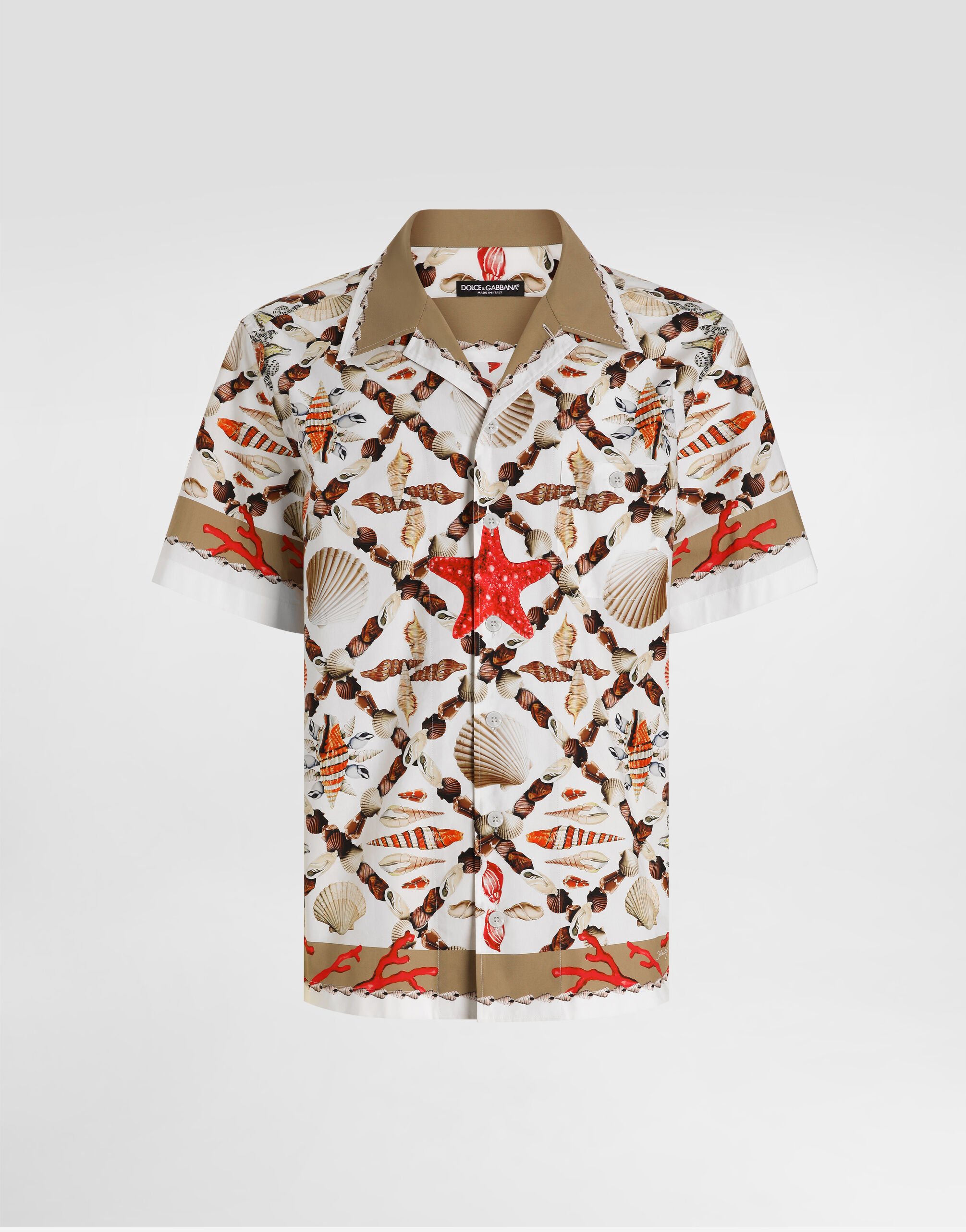 shell-print hawaii poplin shirt in Multicolor for Men