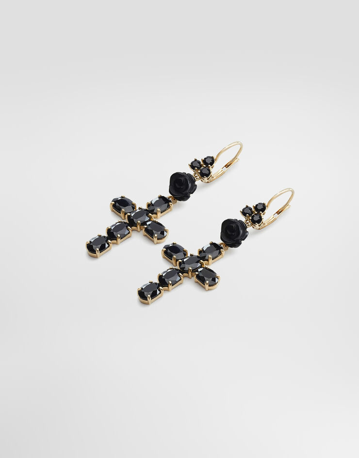 Dolce & Gabbana Pendientes Sicily en oro amarillo de 18 quilates y zafiros negros Dolce & Gabbana Pendientes Sicily en oro amarillo de 18 quilates y zafiros negros Dorado/Negro WEDC1GW0001