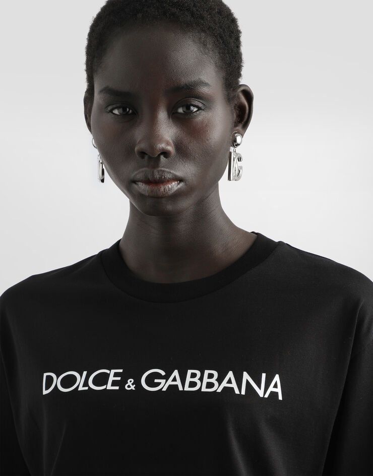 Dolce & Gabbana Camiseta de manga corta de algodón con inscripción Dolce&Gabbana Negro F8U10TG7H4P