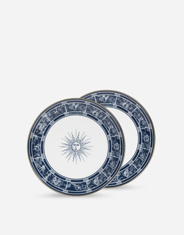 Dolce & Gabbana Set 2 Porcelain Dessert Plates Multicolor TC0S03TCANM