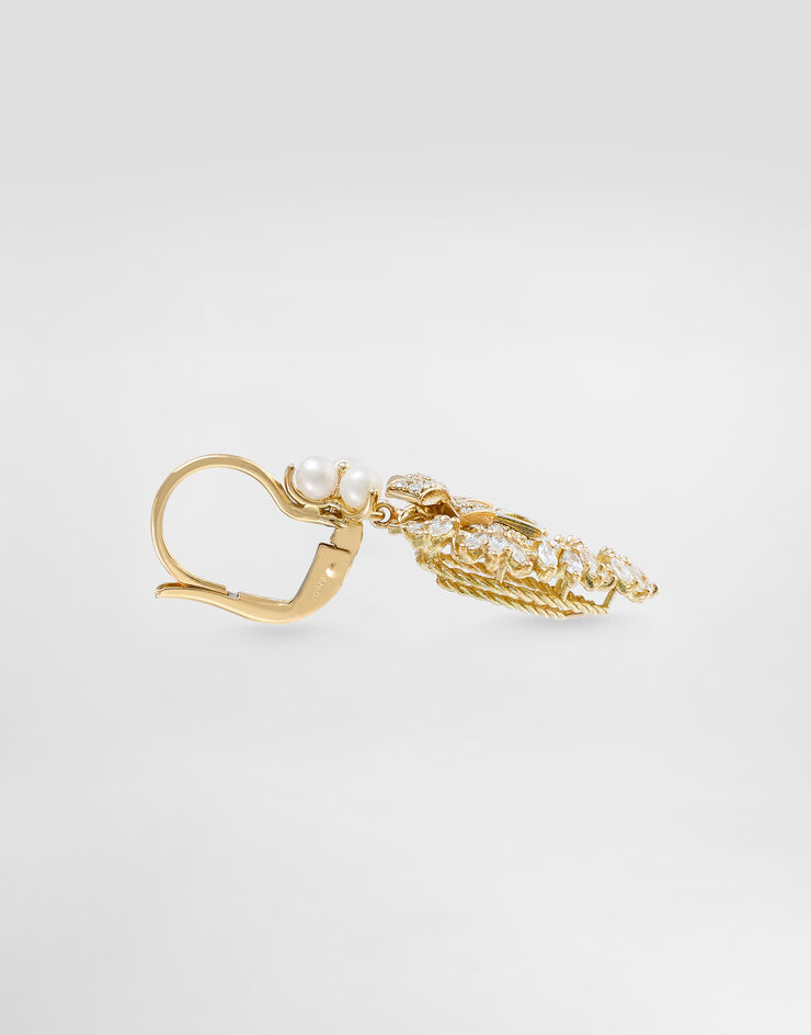 Dolce & Gabbana Pendientes Devotion de oro amarillo de 18 quilates y diamantes Dorado WEND1KWYEDW